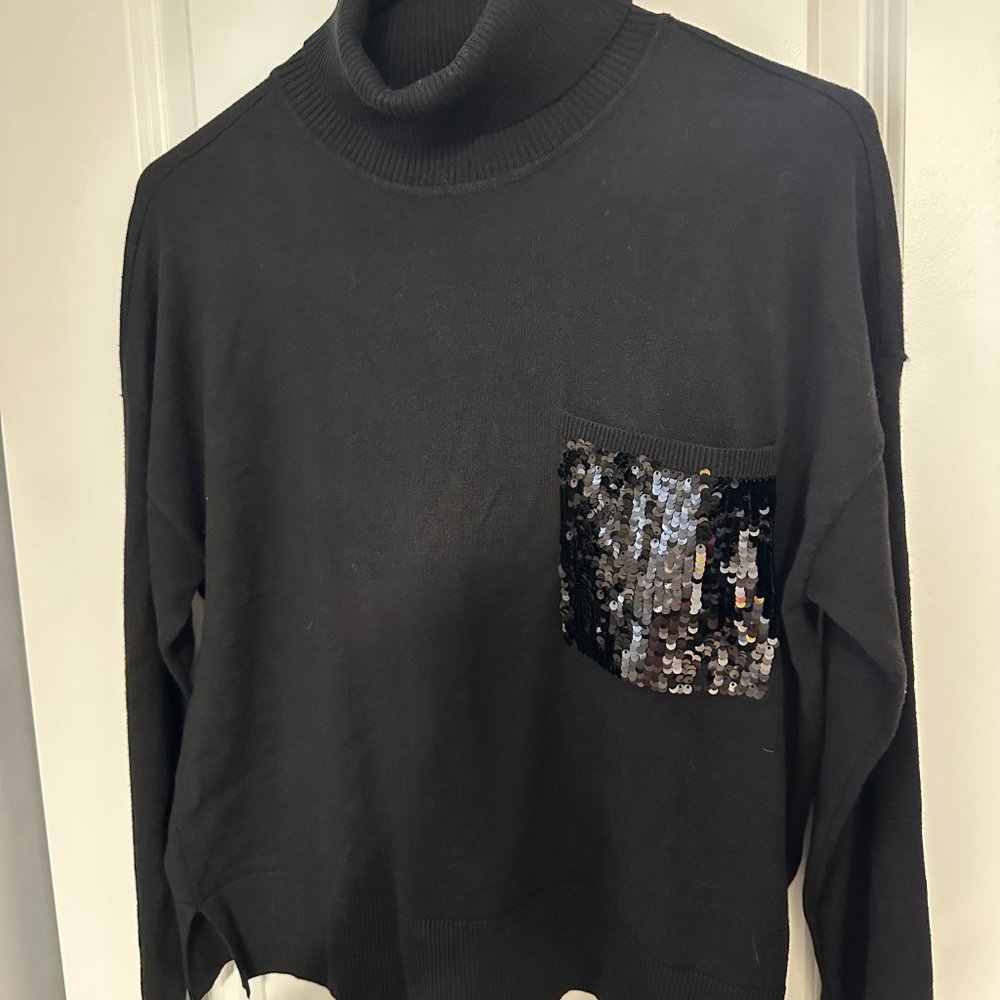 DKNY Knit Sequin Pocket Sweater
